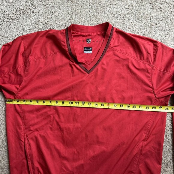 Nike Golf Windbreaker Men's Large Pullover V Neck Clima Fit Red Zip Pockets - Picture 8 of 12